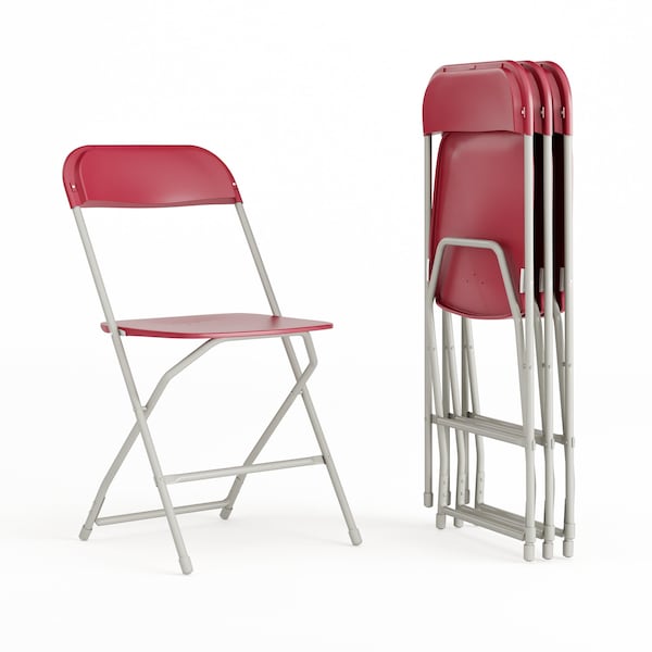Flash Furniture Hercules Series Plastic Folding Chair Red - 4 LB Weight Capacity Comfortable Event Chair-Lightweight Folding Chair, PK4 4-LE-L-3-RED-GG - main